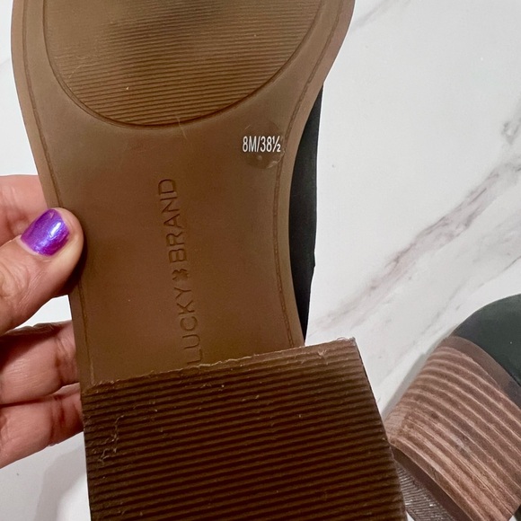 Lucky Brand Raheema Black Mules Versatile Leather Clogs 8M - Picture 3 of 7